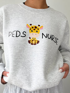 Peds Nurse Giraffe Crewneck